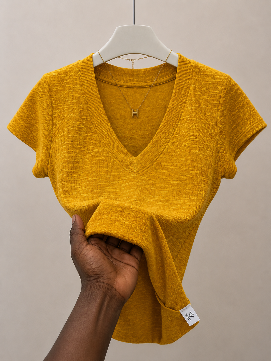 Golden Yellow Heather V-neck T-shirt