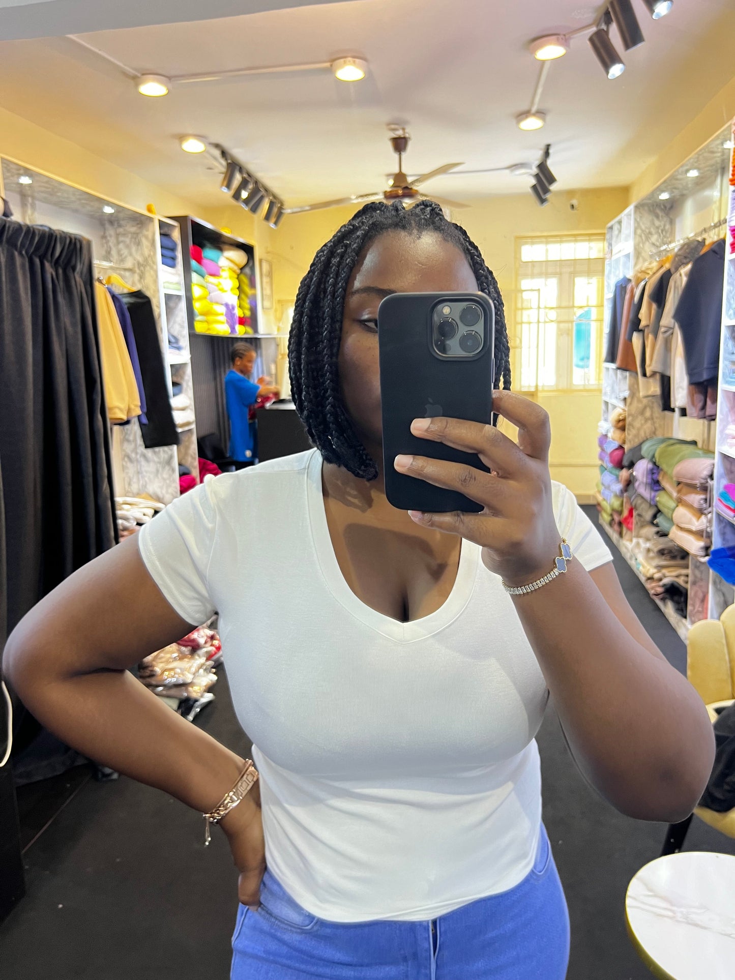 Off-White VNeck Compression T-shirt