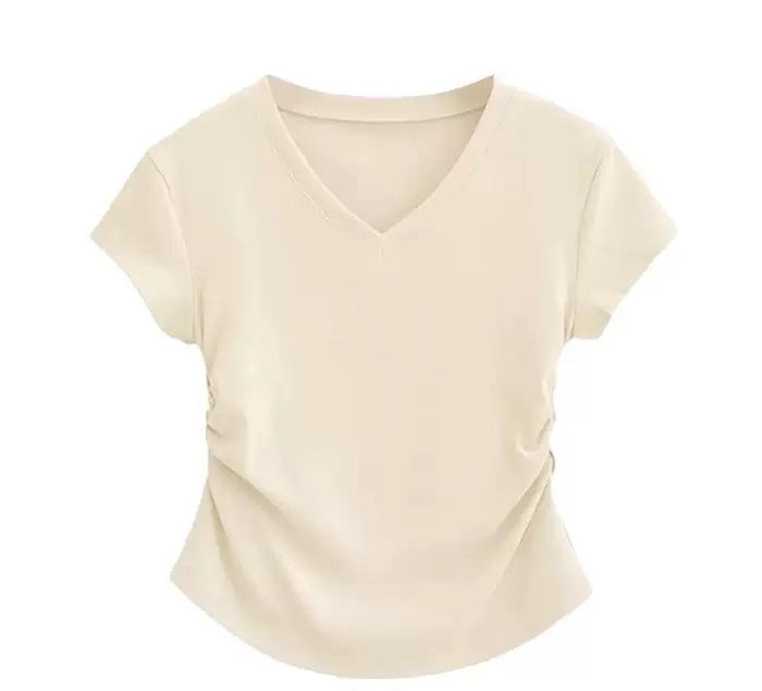 Sand V-neck Compression T-shirt