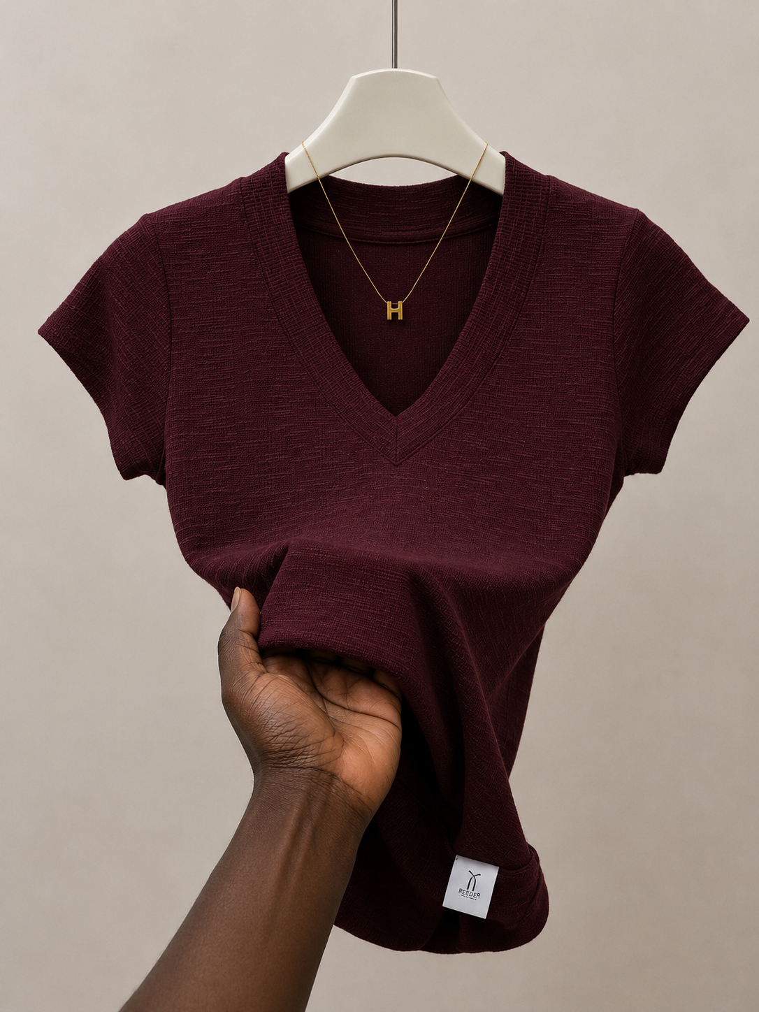 Maroon Heather V-neck T-shirt