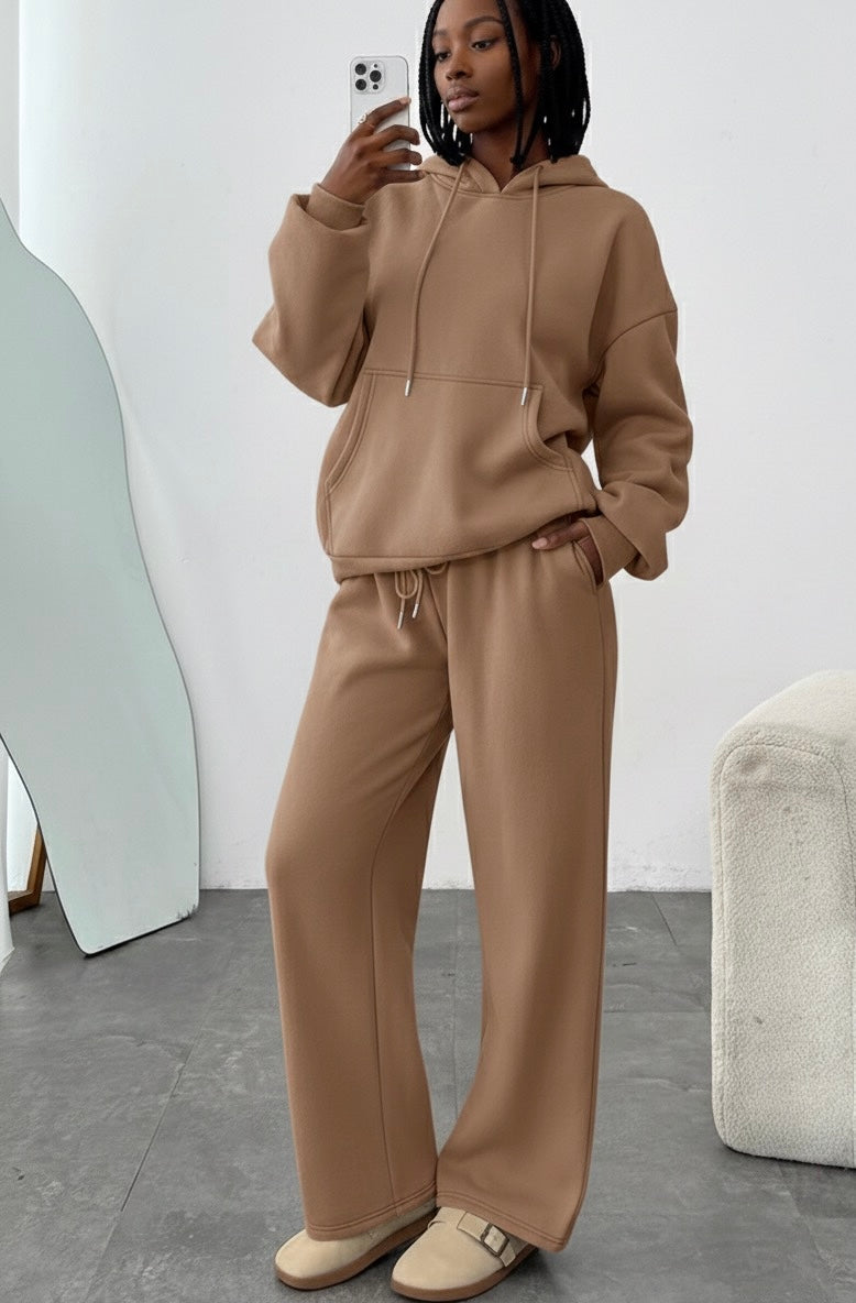 Nude 2pc Wide-Leg Set(Polyester & Wool)