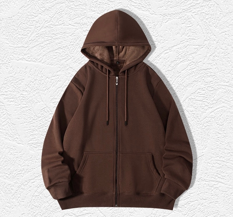 Chocolate Zip Hoodie (Heavy Cotton & Wool)