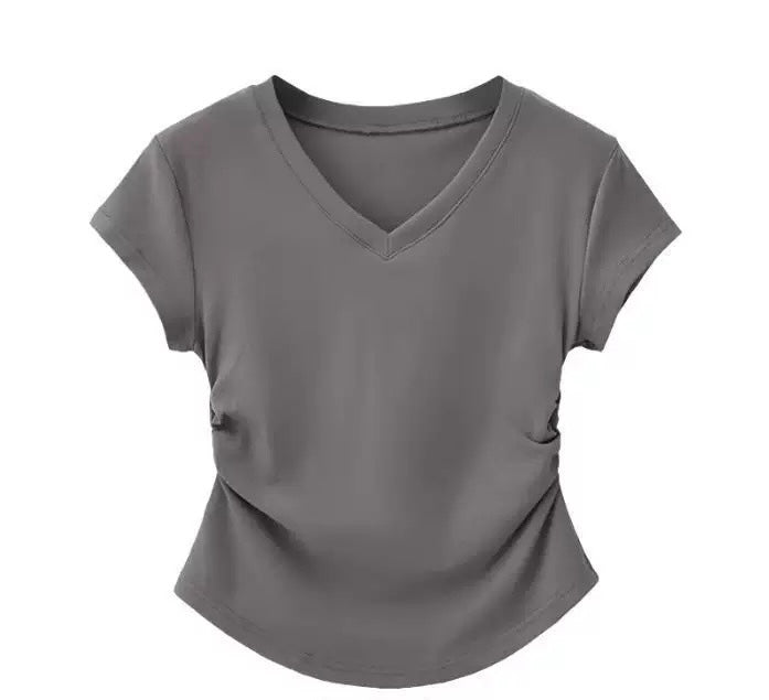 Dark Grey V-neck Compression T-shirt