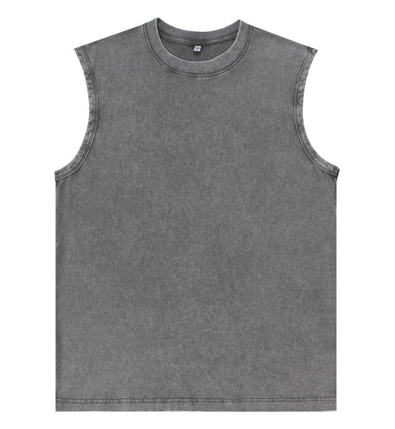 280gsm Grey Stone/Acid-washed Armless T-shirt