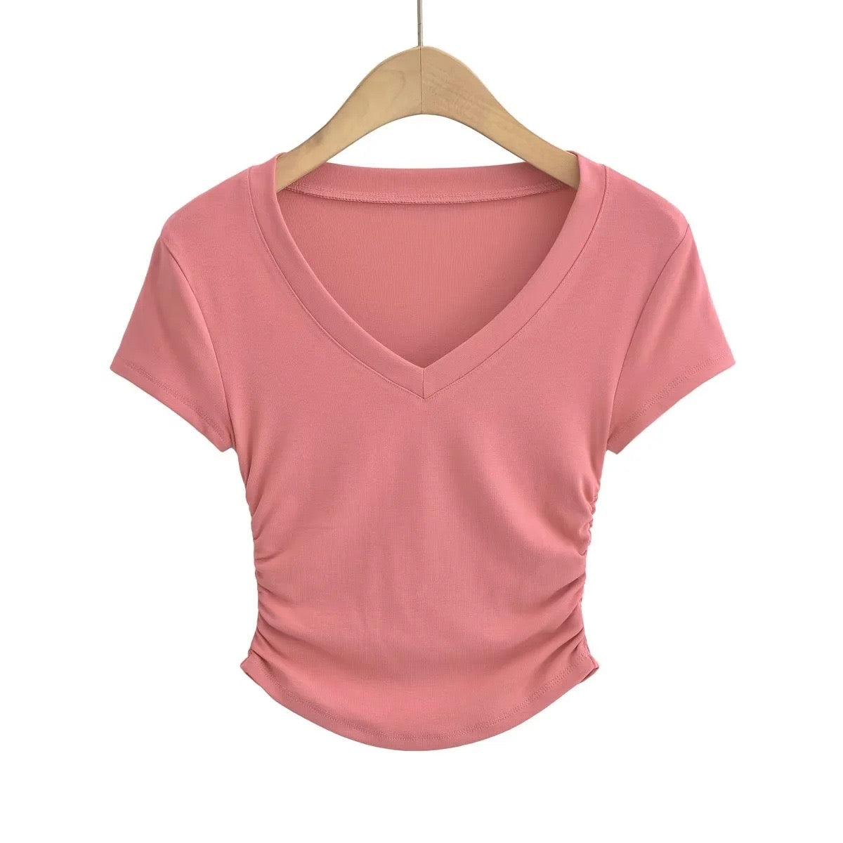 Peach/Pink V-neck Compression T-shirt