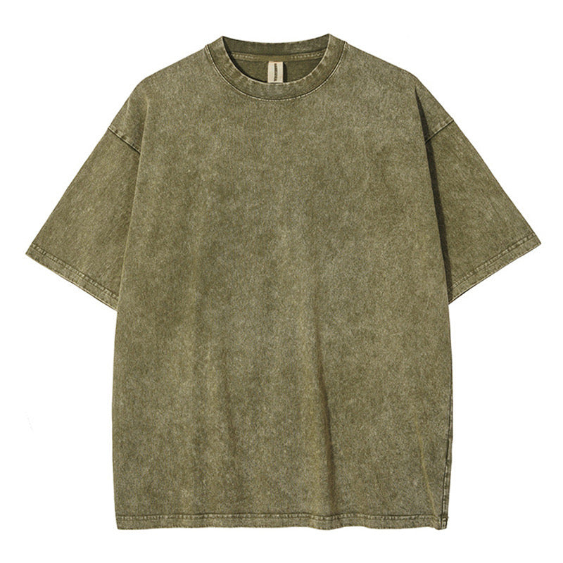 280gsm Army Green Stone/Acid-washed T-shirt