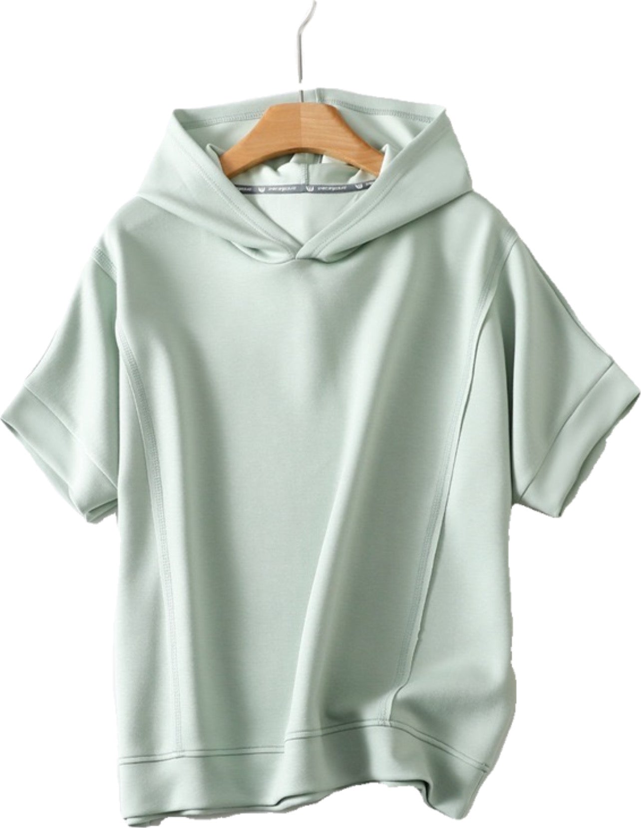 Mint Green Tshirt Hoodie (Stretchy Cotton No-Wool)