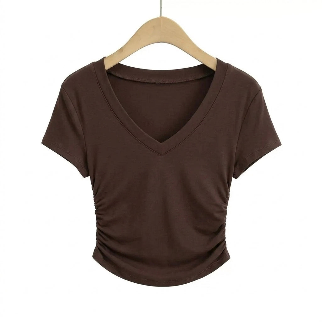 Dark Coffee V-neck Compression T-shirt
