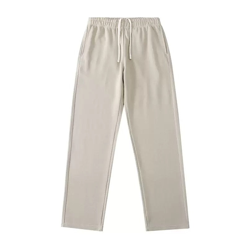 Beige Wide-leg 340g Cotton non-Scimitar Sweatpant