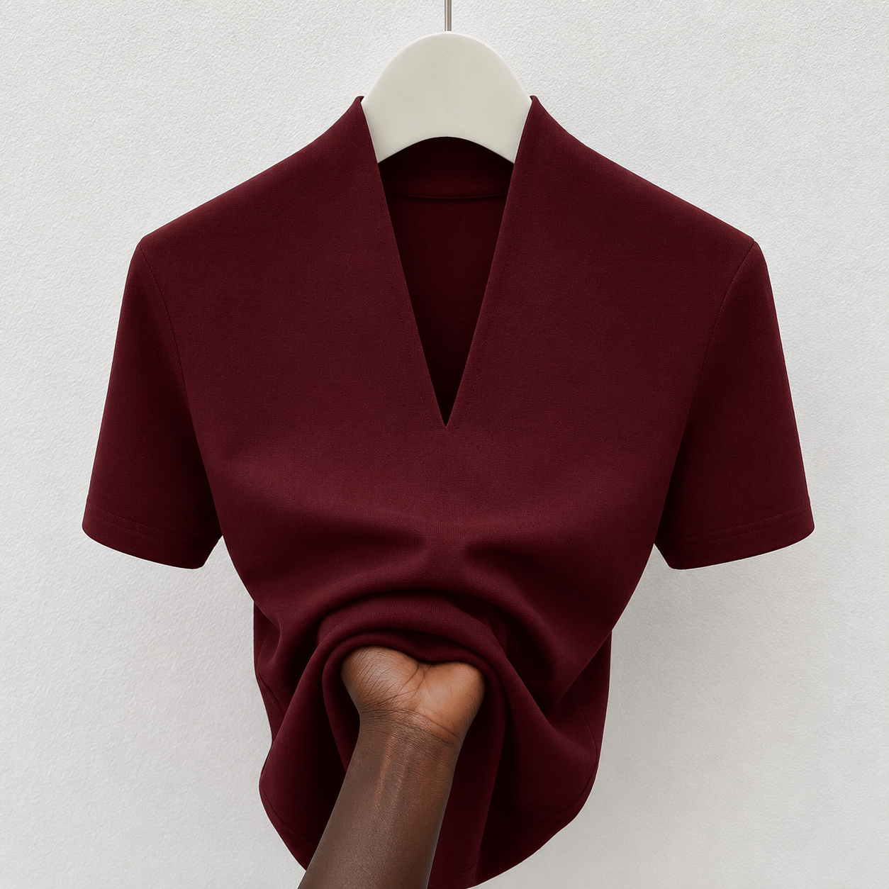 Maroon Slim V-neck T-shirt