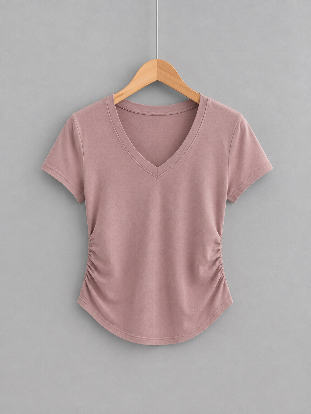 Dust-Pink V-neck Compression T-shirt