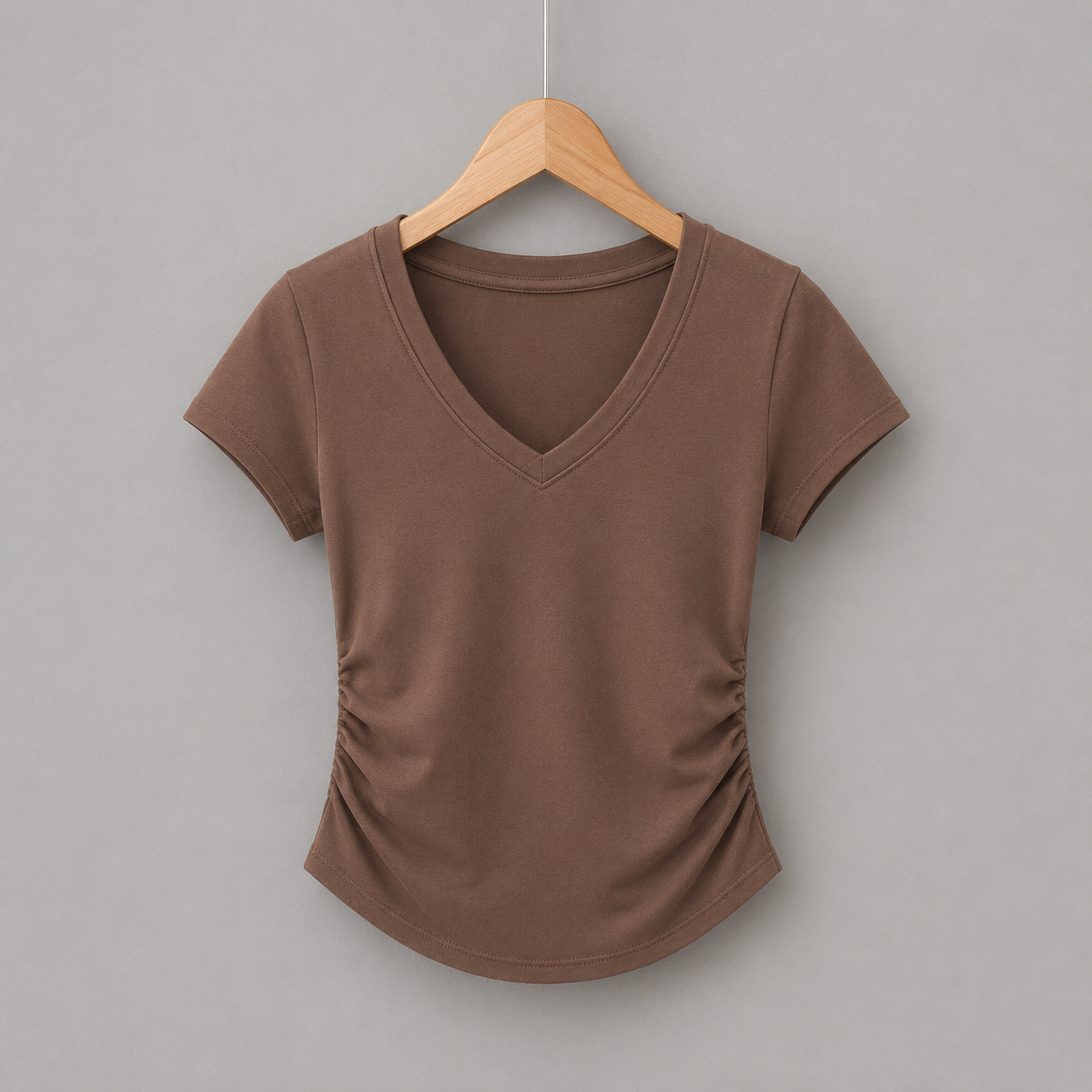 Brown V-neck Compression T-shirt