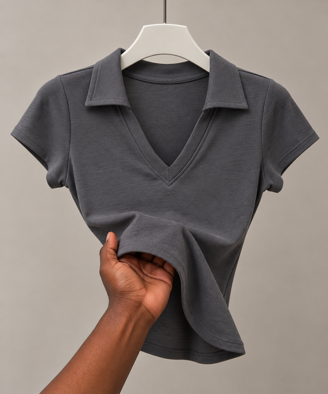 Dark Grey POLO V-neck T-shirt