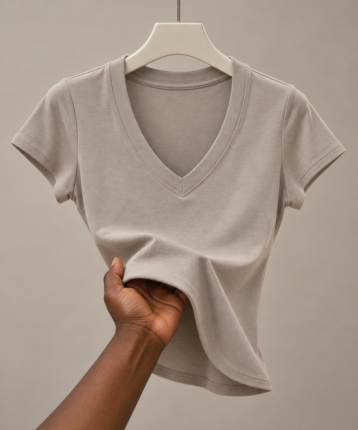 Taupe Grey V-neck Compression T-shirt