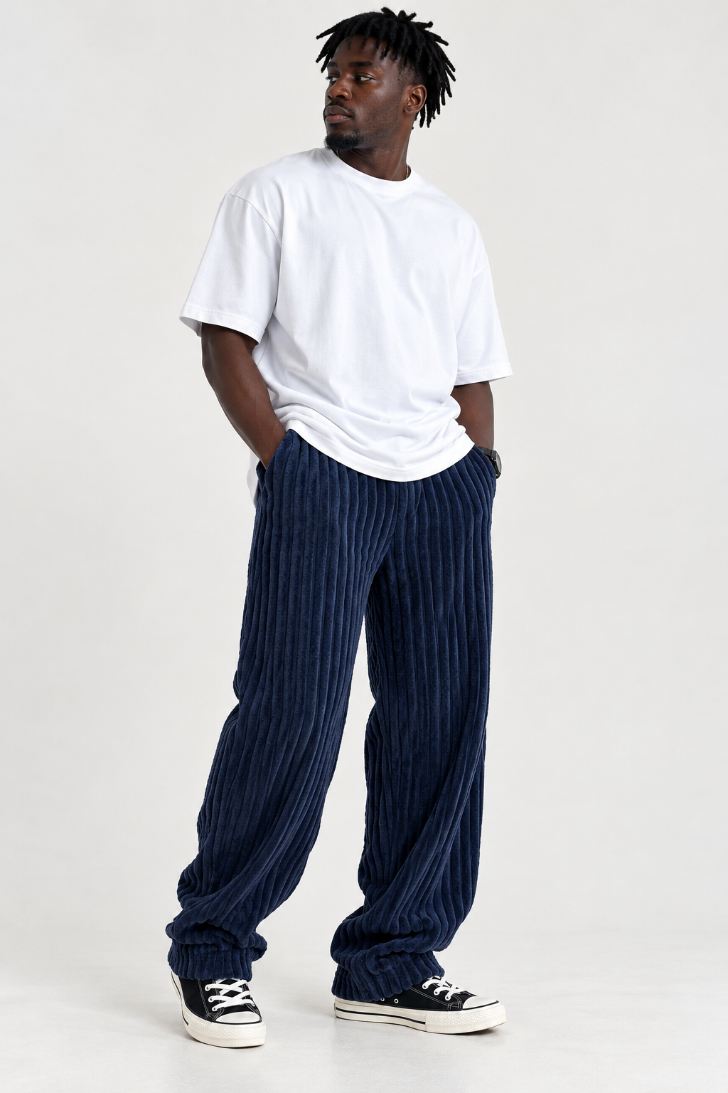 Navyblue Wide-leg Sweatpant (Thick Corduroy)