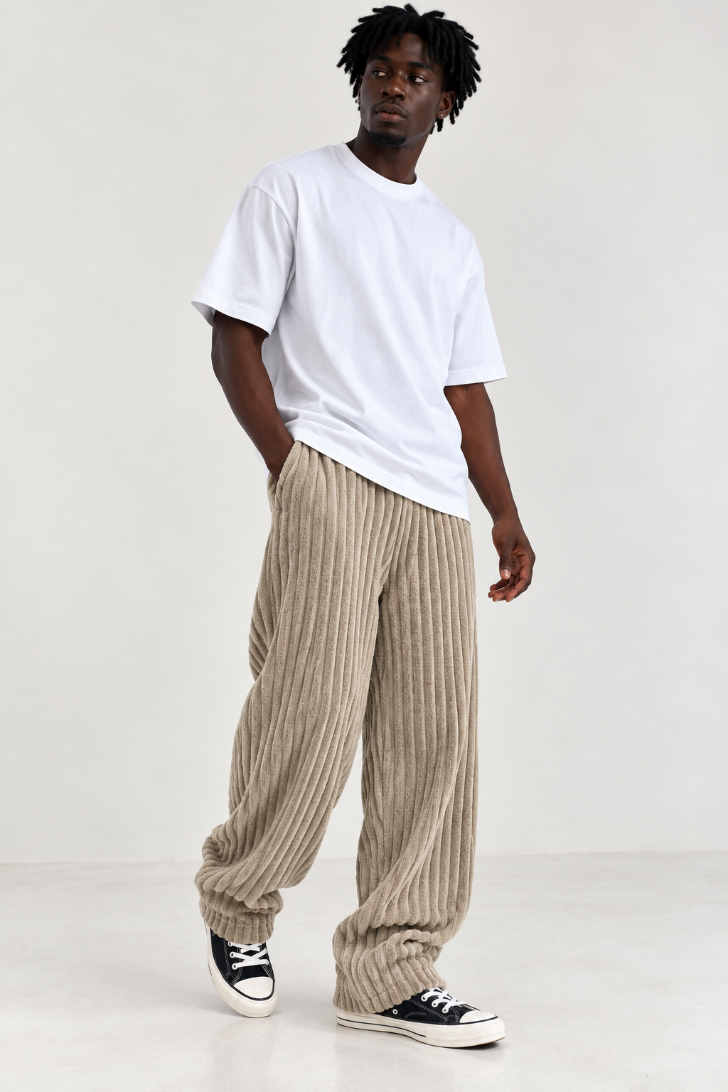 Khaki Wide-leg Sweatpant (Thick Corduroy)