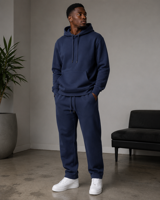 Men’s Unisex Navyblue 2pc Hoodie Set(Cotton/Poly/Velour)