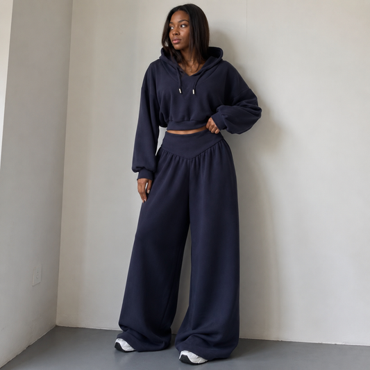 Navyblue Vneck Hoodie 2pc set (Cotton Blend)