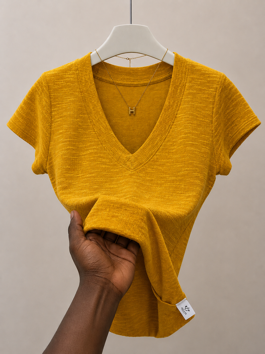 Golden Yellow Heather V-neck T-shirt