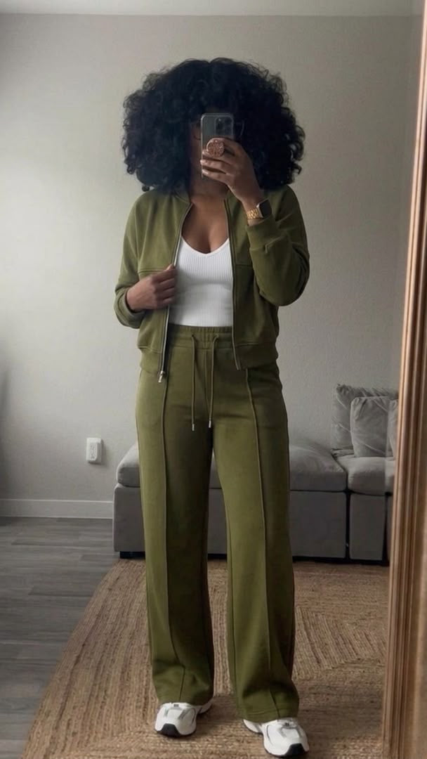 Army Green 2pc Zip Set(Cotton/Polyester & Wool)