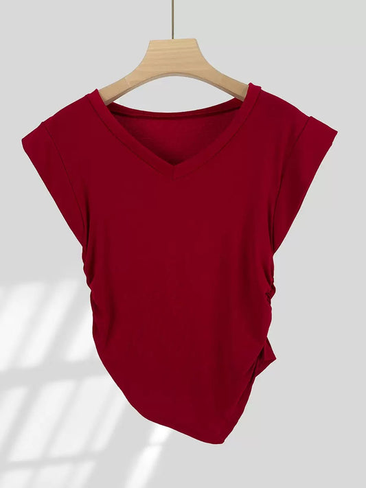 Maroon V-neck Compression T-shirt
