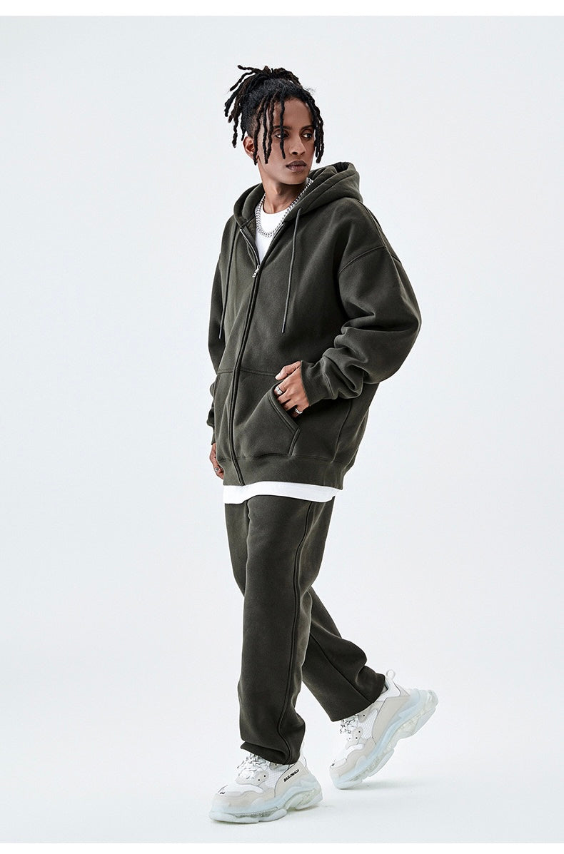 Dark Iron Grey 2pc Zip Set (Extra Thick Heavy Cotton & Wool)