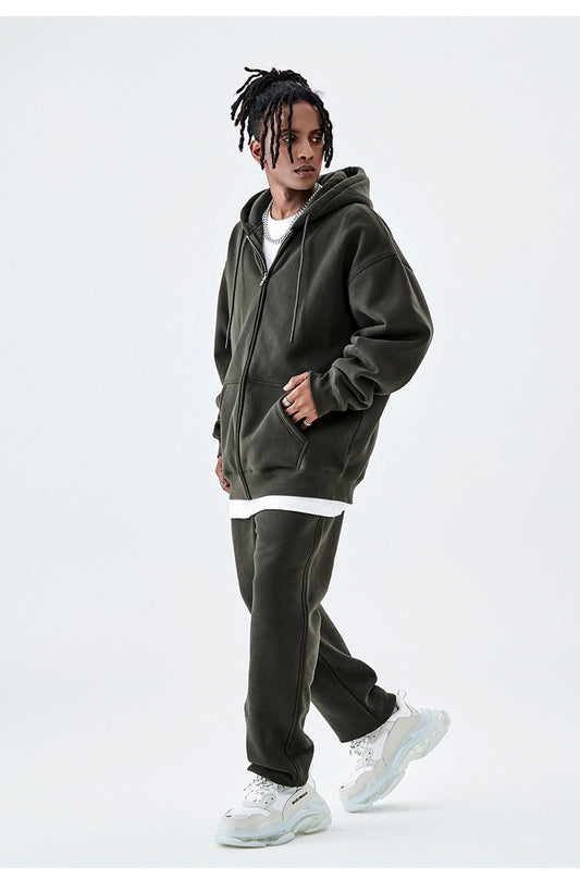 Dark Iron Grey 2pc Zip Set (Extra Thick Heavy Cotton & Wool)