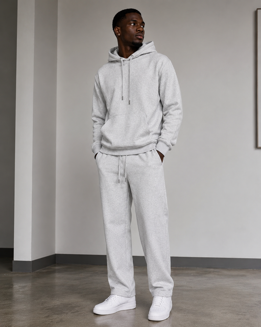 Men’s Unisex Grey 2pc Hoodie Set(Cotton/Poly/Velour)