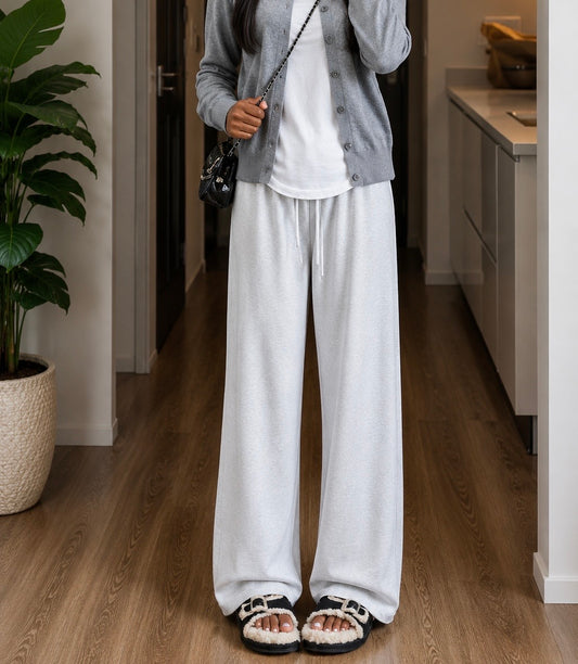 White-Grey Feminine pant (Stretchy relaxed fit)