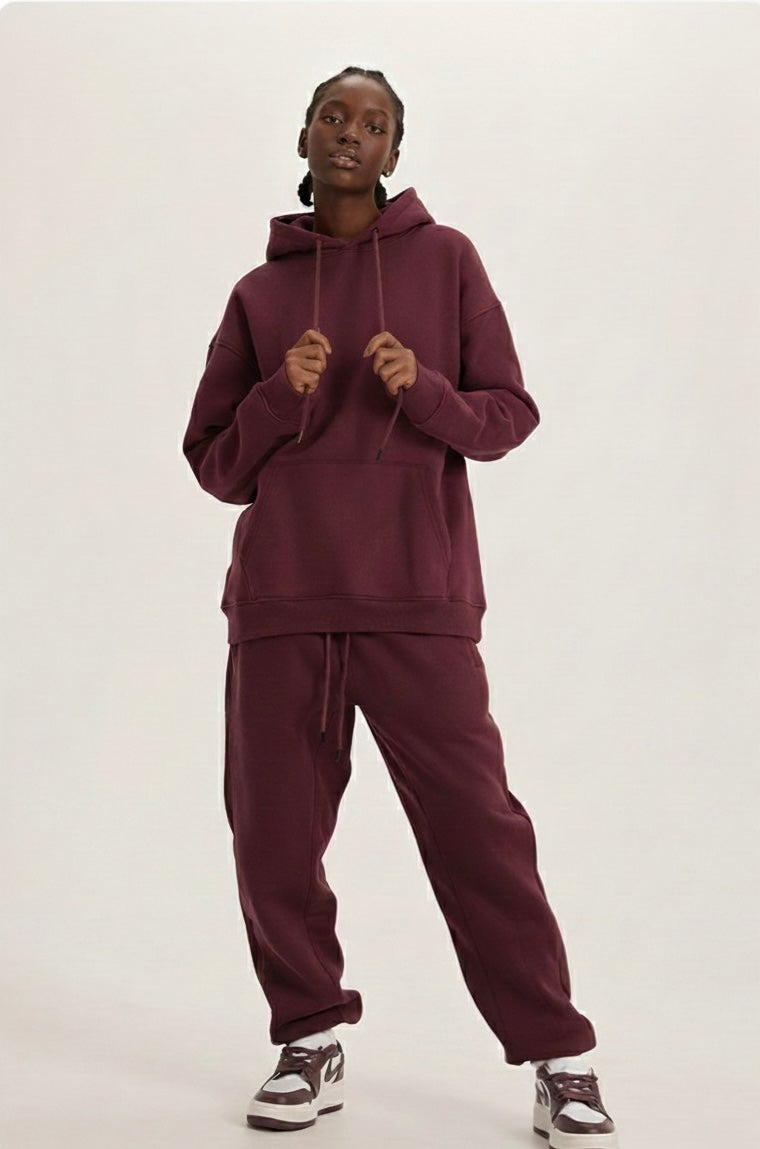 Maroon 2pc Set (Extra Thick Heavy Cotton & Wool)