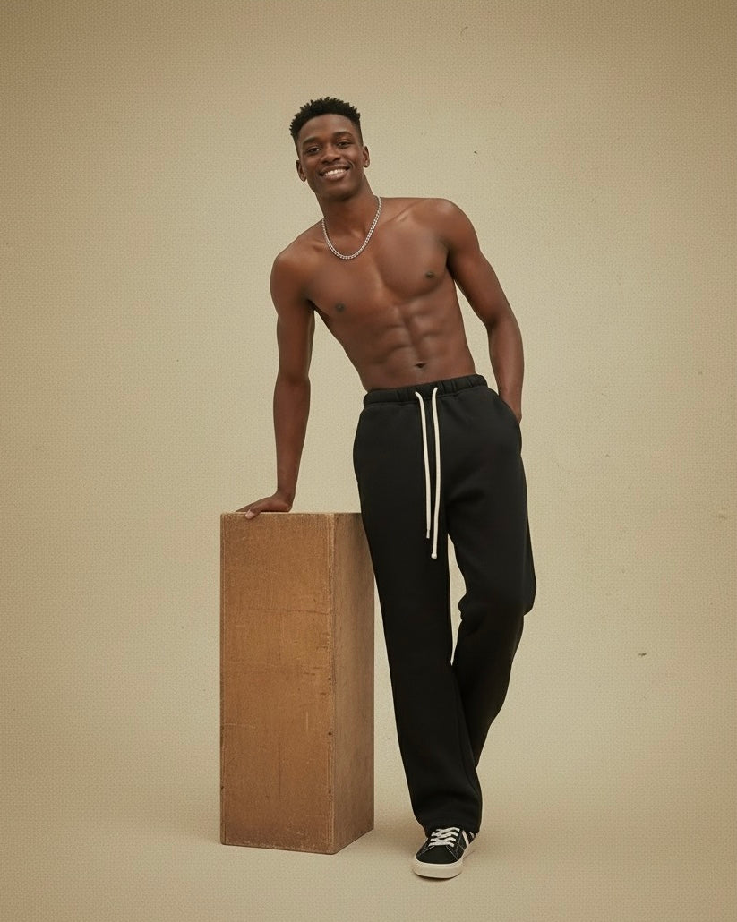 Black Straight-Cut (Extra Heavy Cotton & Wool)