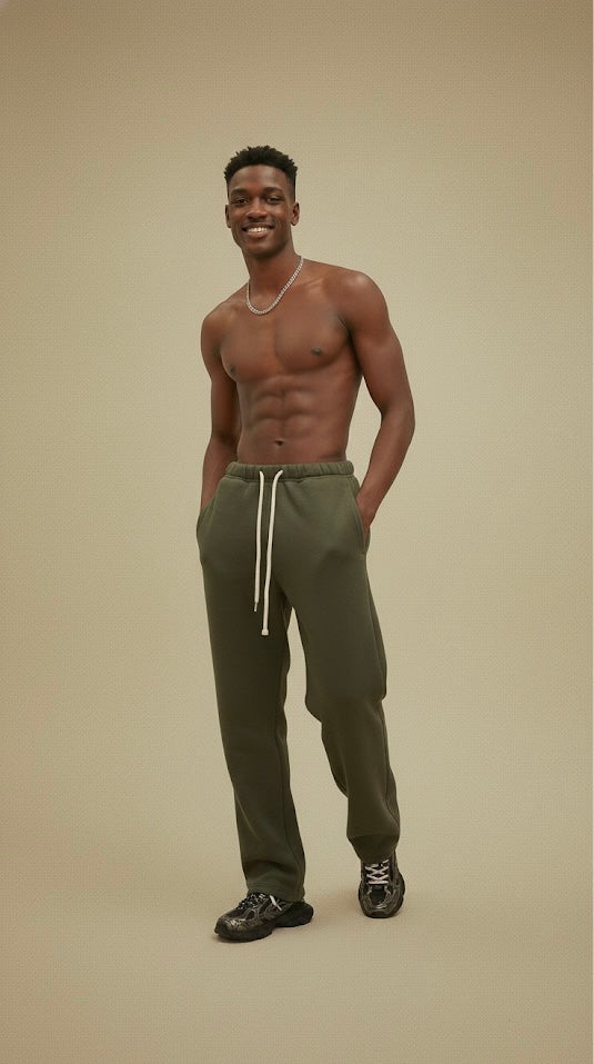 Olive Green Straight-Cut (Extra Heavy Cotton & Wool)