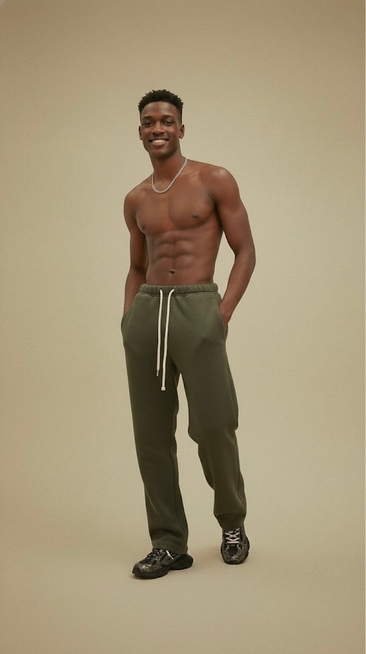 Olive Green Straight-Cut (Extra Heavy Cotton & Wool)