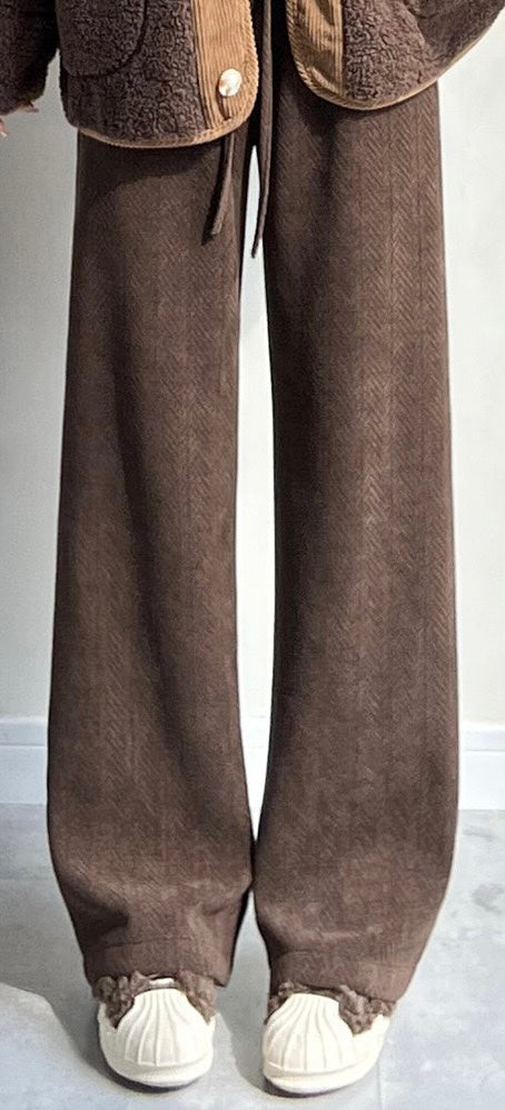 Thick Chocolate Tweed Wide-leg Sweat-pant