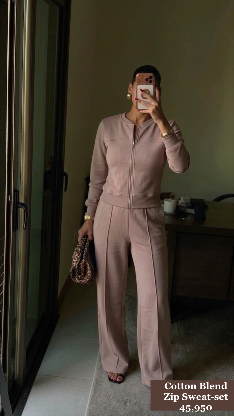 Peach 2pc Zip Set(Cotton/Polyester & Wool)