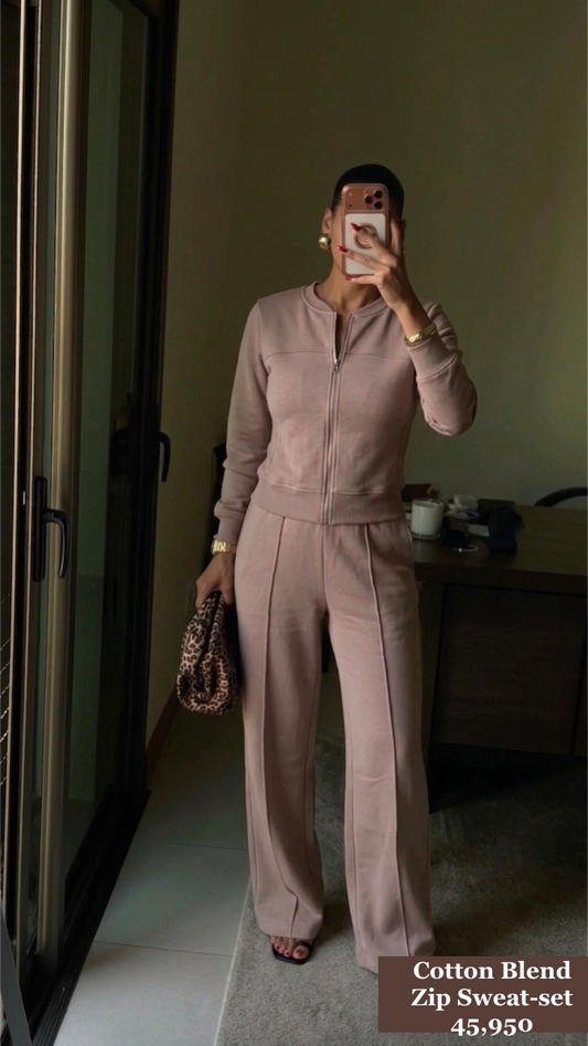 Peach 2pc Zip Set(Cotton/Polyester & Wool)