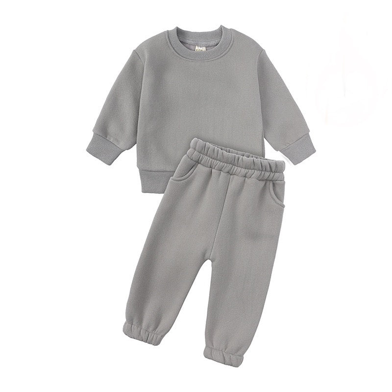 Taupe Grey Heavy Cotton Sweatshirt & pant (Kids Set)