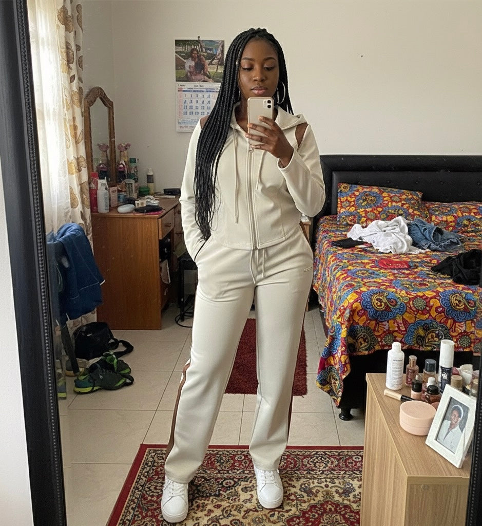 Nude Wideleg Track Suit (Cotton)