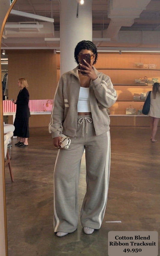 Camel Gray 2pc zip Tracksuit (Cotton Blend)