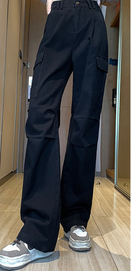 Black Cargo Sweat-pant (Polyester)