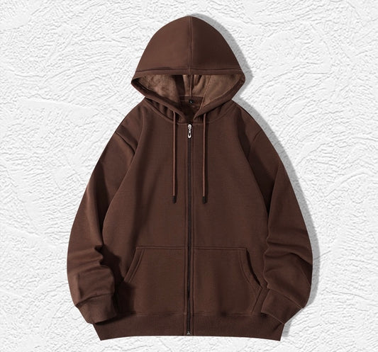 Chocolate Zip Hoodie (Heavy Cotton & Wool)