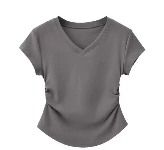 Dark Grey V-neck Compression T-shirt