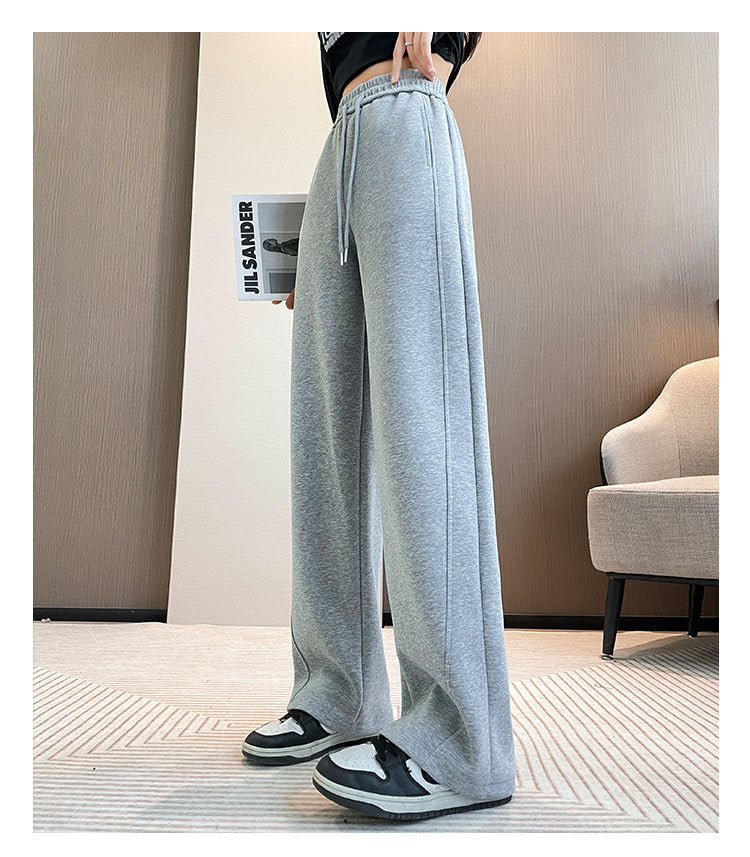 Light grey Cotton Wide-leg Sweat-pant