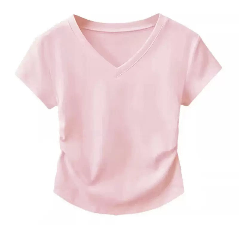 Pink V-neck Compression T-shirt