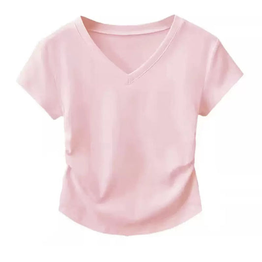 Pink V-neck Compression T-shirt