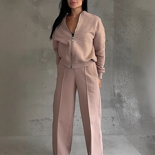 Peach 2pc Zip Set(Polyester & Wool)