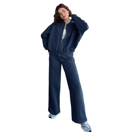 Navyblue 2pc Zip Set(Polyester & Wool)