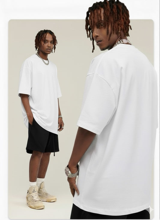 305gsm White Tshirt & Black Shorts 2pc Set (Heavy Cotton)