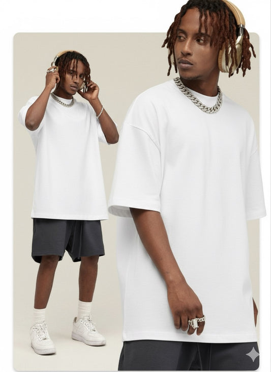 305gsm White Tshirt & Grey Shorts 2pc Set (Heavy Cotton)