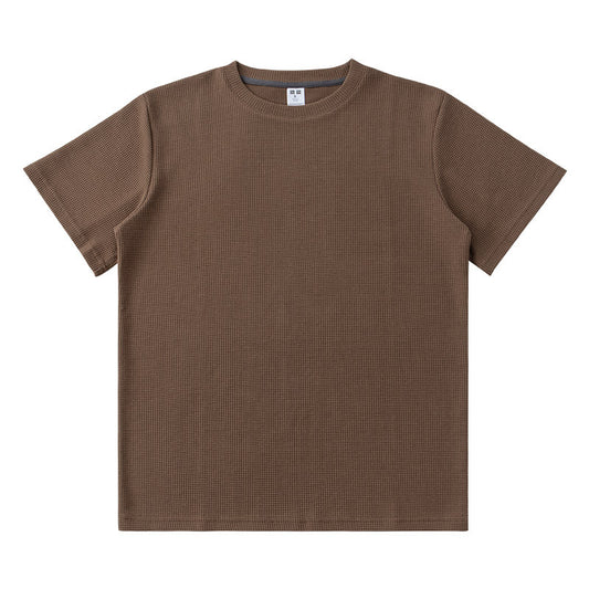 Brown Waffle Cotton T-shirt